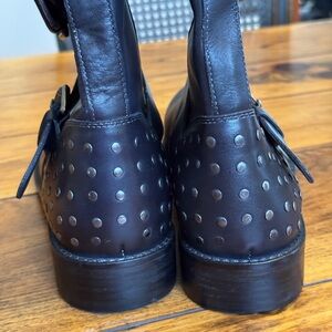 Vintage Foundry Co. Womens Black Leather Moto Boots